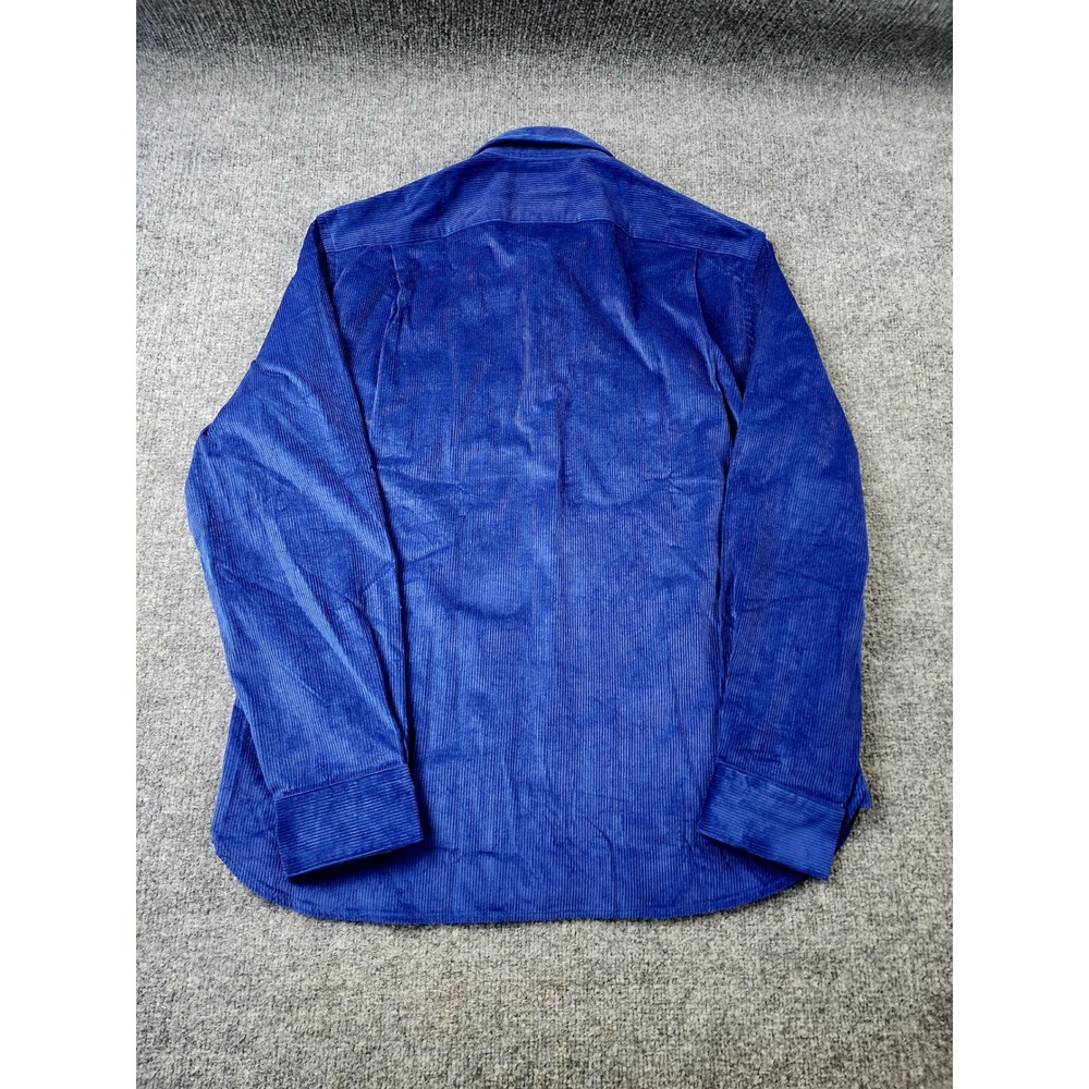 Paul Fredrick Shirt Men Large‎ Royal Blue Corduroy Long Sleeve Slim Fit